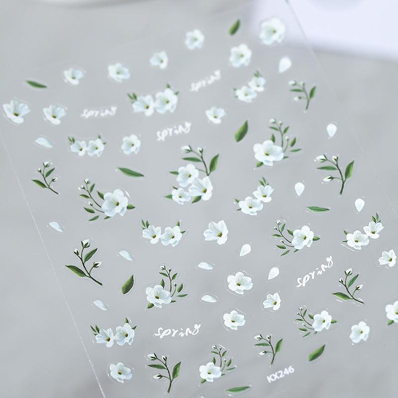 NailMAD Nail Art Stickers Adhesive  White Flowers Sticker Decals KX246 - Nail MAD