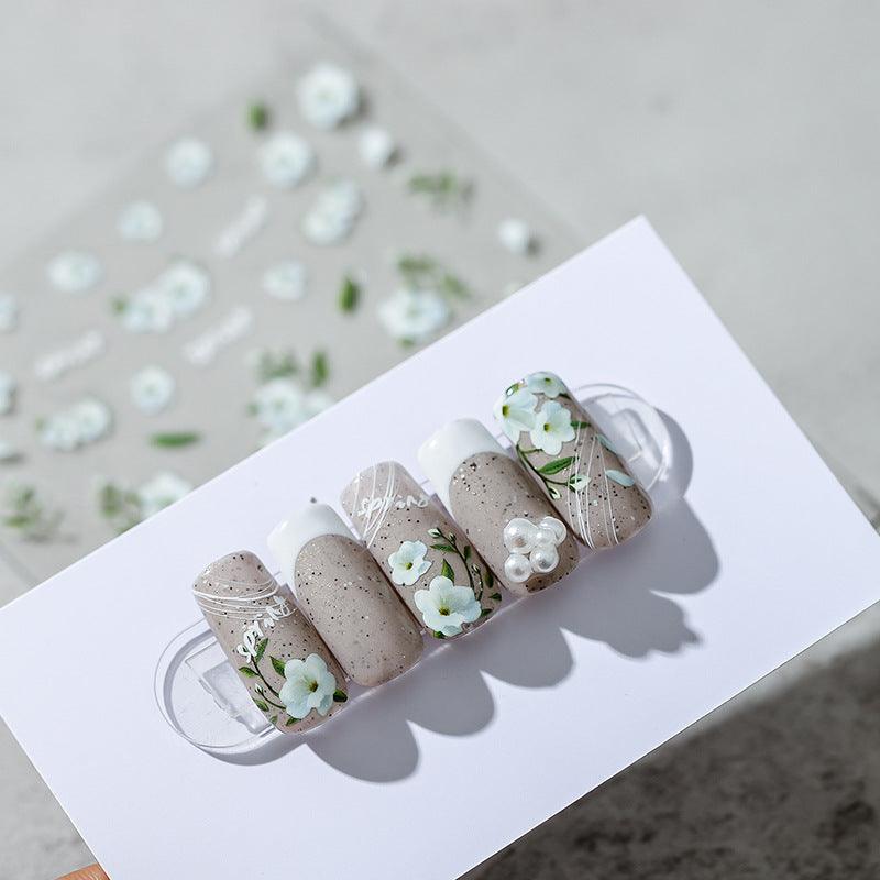 NailMAD Nail Art Stickers Adhesive  White Flowers Sticker Decals KX246 - Nail MAD