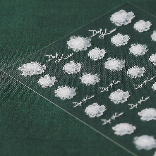 NailMAD Nail Art Stickers Adhesive  White Lace Flower 3D Adhesive Decals TS148 - Nail MAD