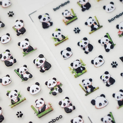 NailMAD Nail Art Stickers Adhesive s Embossed Bamboo Pandas Sticker Decals - Nail MAD