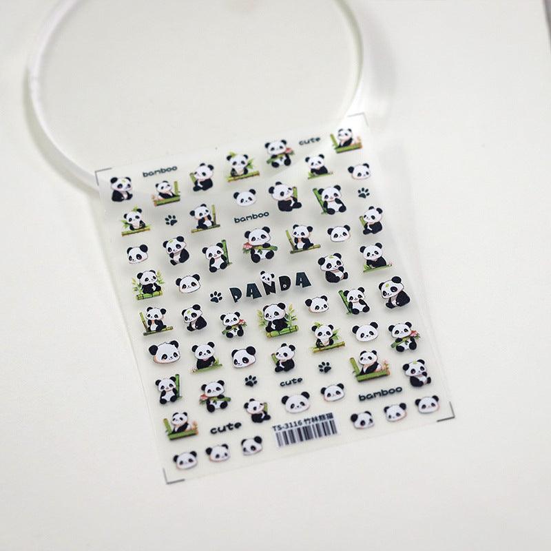 NailMAD Nail Art Stickers Adhesive s Embossed Bamboo Pandas Sticker Decals - Nail MAD