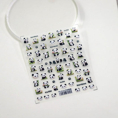 NailMAD Nail Art Stickers Adhesive s Embossed Bamboo Pandas Sticker Decals - Nail MAD
