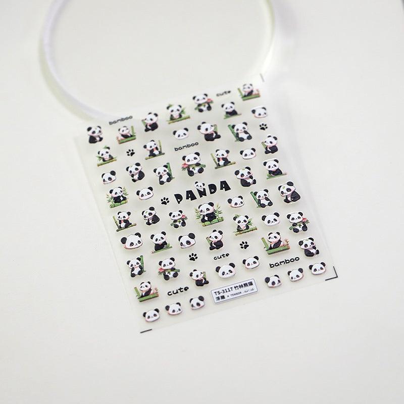 NailMAD Nail Art Stickers Adhesive s Embossed Bamboo Pandas Sticker Decals - Nail MAD