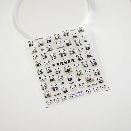 NailMAD Nail Art Stickers Adhesive s Embossed Bamboo Pandas Sticker Decals - Nail MAD