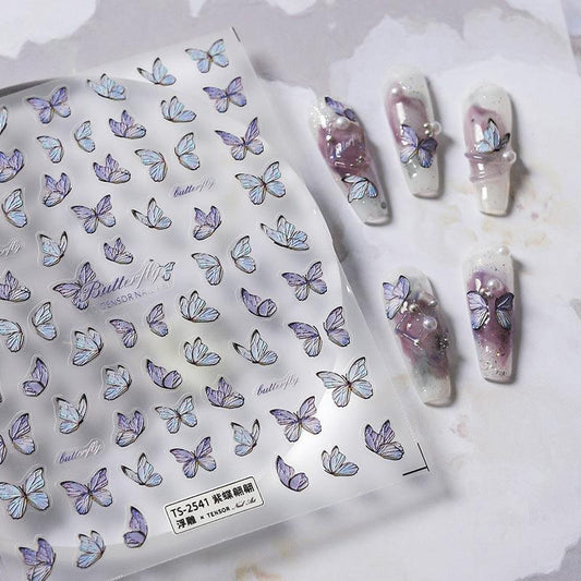 NailMAD Nail Art Stickers Adhesive s Embossed Butterfly Wings Sticker Decals TS2540 - Nail MAD