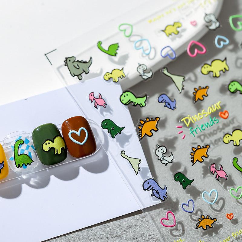 NailMAD Nail Art Stickers Adhesive s Embossed Cartoon Dinosaurs - Nail MAD