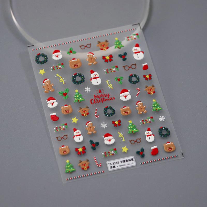 NailMAD Nail Art Stickers Adhesive s Embossed Christmas Santa Claus Snowman Sticker Decals - Nail MAD
