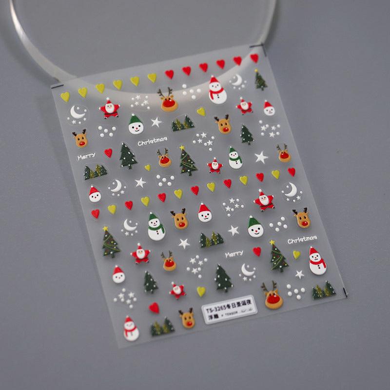 NailMAD Nail Art Stickers Adhesive s Embossed Christmas Santa Claus Snowman Sticker Decals - Nail MAD