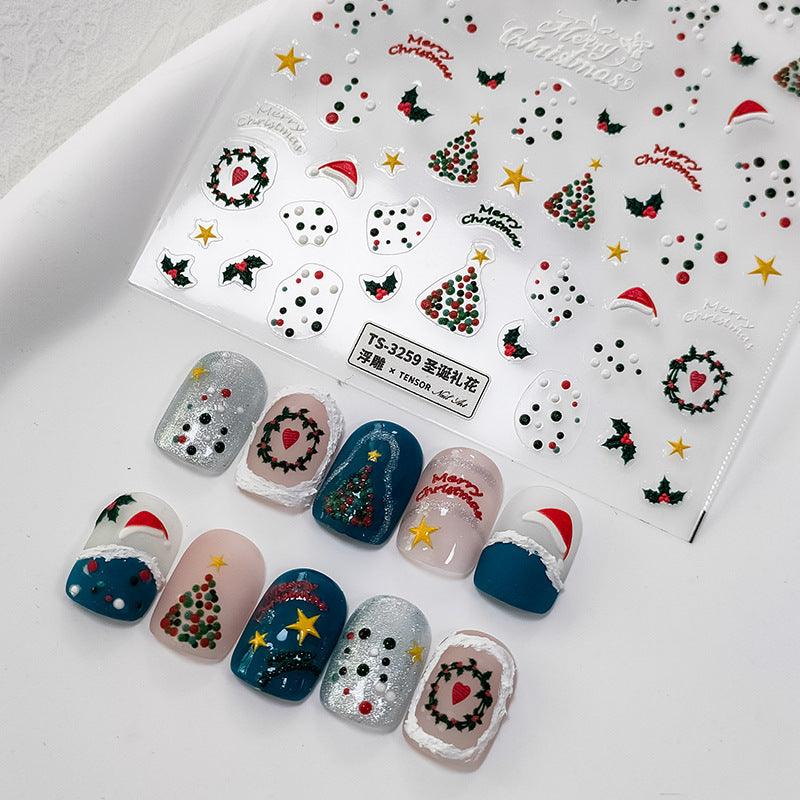 NailMAD Nail Art Stickers Adhesive s Embossed Christmas Trees TS3258 - Nail MAD