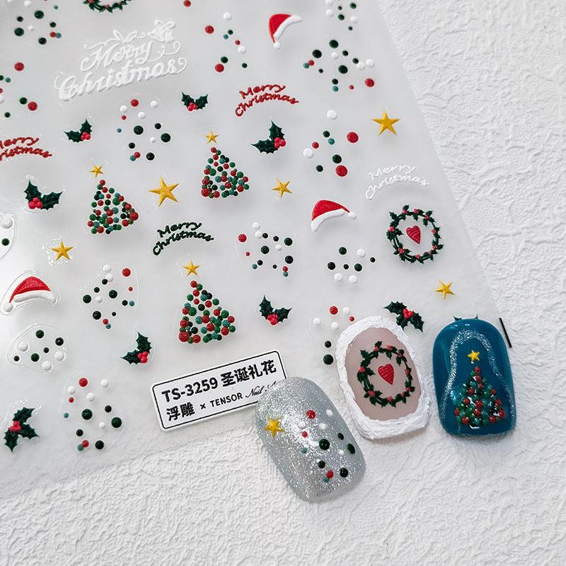 NailMAD Nail Art Stickers Adhesive s Embossed Christmas Trees TS3258 - Nail MAD