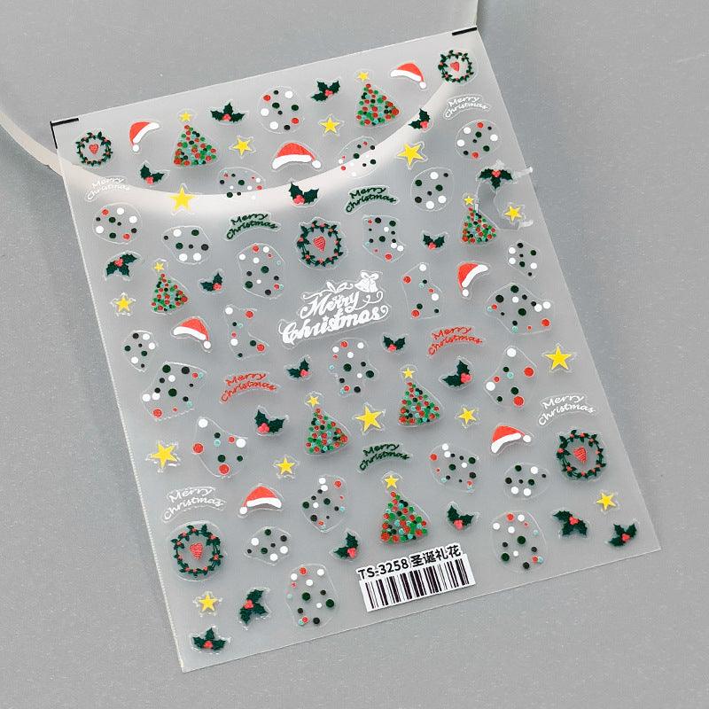 NailMAD Nail Art Stickers Adhesive s Embossed Christmas Trees TS3258 - Nail MAD