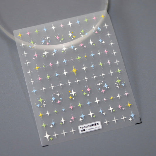 NailMAD Nail Art Stickers Adhesive s Embossed Colorful Stars TS3310 - Nail MAD