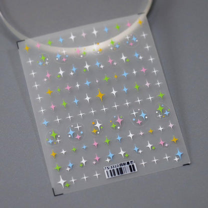 NailMAD Nail Art Stickers Adhesive s Embossed Colorful Stars TS3310 - Nail MAD