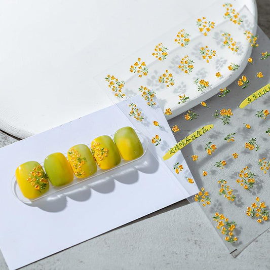 NailMAD Nail Art Stickers Adhesive s Embossed Flowers Sticker Decals KX256 - Nail MAD