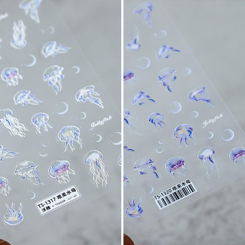 NailMAD Nail Art Stickers Adhesive s Embossed Jellyfish Sticker Decals TS1317 - Nail MAD