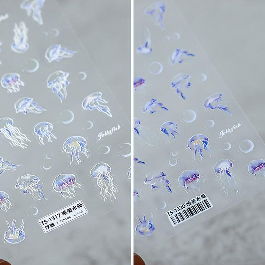NailMAD Nail Art Stickers Adhesive s Embossed Jellyfish Sticker Decals TS1317 - Nail MAD