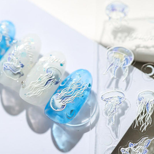 NailMAD Nail Art Stickers Adhesive s Embossed Jellyfish Sticker Decals TS1317 - Nail MAD