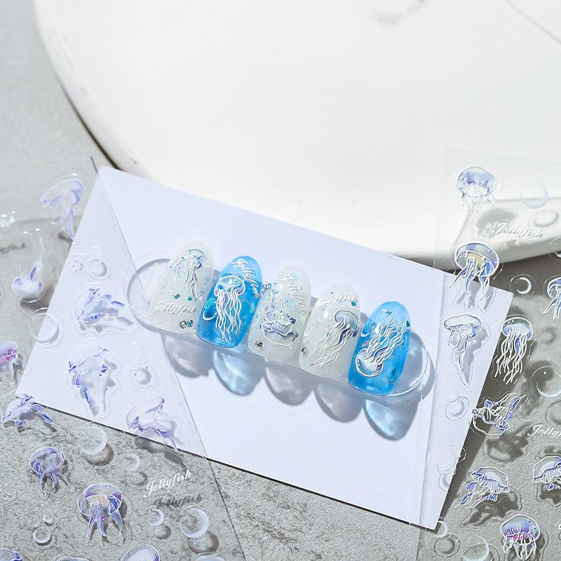 NailMAD Nail Art Stickers Adhesive s Embossed Jellyfish Sticker Decals TS1317 - Nail MAD