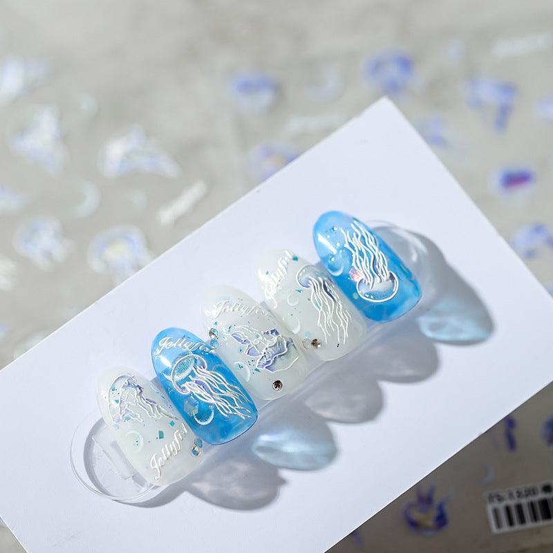 NailMAD Nail Art Stickers Adhesive s Embossed Jellyfish Sticker Decals TS1317 - Nail MAD