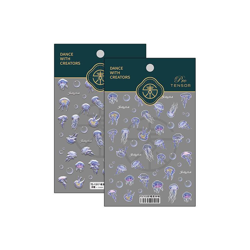 NailMAD Nail Art Stickers Adhesive s Embossed Jellyfish Sticker Decals TS1317 - Nail MAD