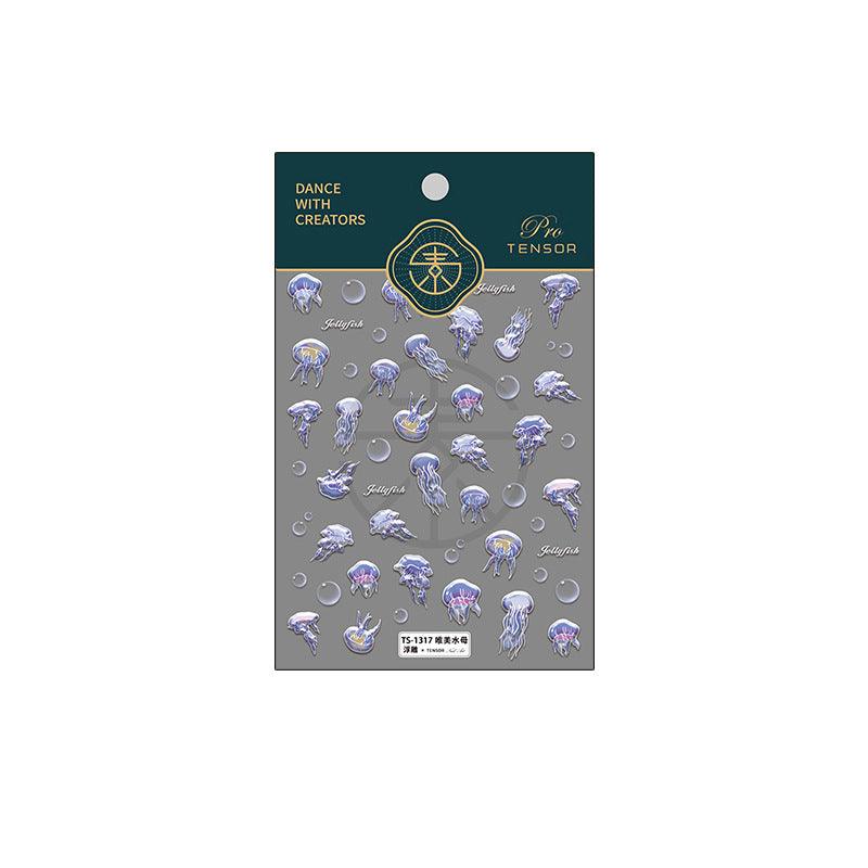 NailMAD Nail Art Stickers Adhesive s Embossed Jellyfish Sticker Decals TS1317 - Nail MAD