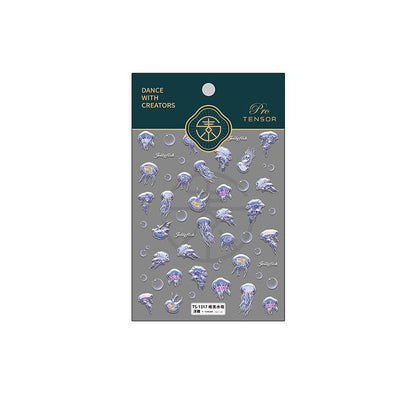 NailMAD Nail Art Stickers Adhesive s Embossed Jellyfish Sticker Decals TS1317 - Nail MAD
