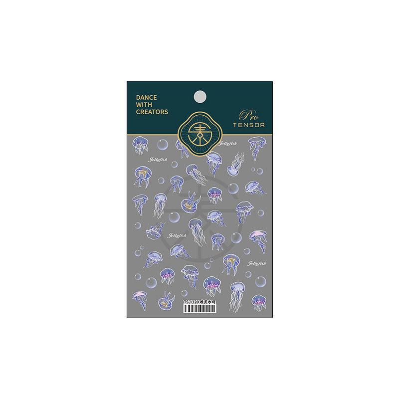 NailMAD Nail Art Stickers Adhesive s Embossed Jellyfish Sticker Decals TS1317 - Nail MAD
