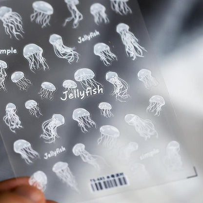 NailMAD Nail Art Stickers Adhesive s Embossed Jellyfish Sticker Decals TS685 - Nail MAD
