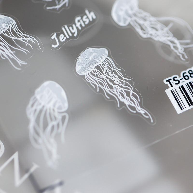 NailMAD Nail Art Stickers Adhesive s Embossed Jellyfish Sticker Decals TS685 - Nail MAD