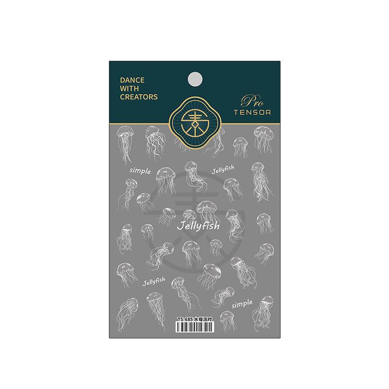 NailMAD Nail Art Stickers Adhesive s Embossed Jellyfish Sticker Decals TS685 - Nail MAD