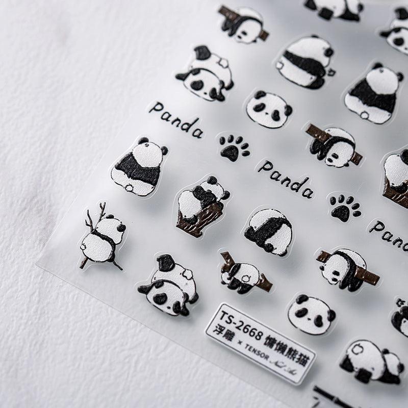 NailMAD Nail Art Stickers Adhesive s Embossed Panda - Nail MAD