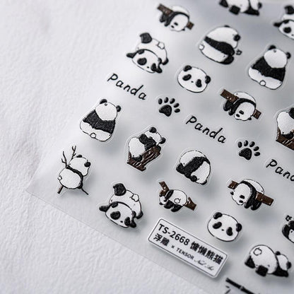 NailMAD Nail Art Stickers Adhesive s Embossed Panda - Nail MAD