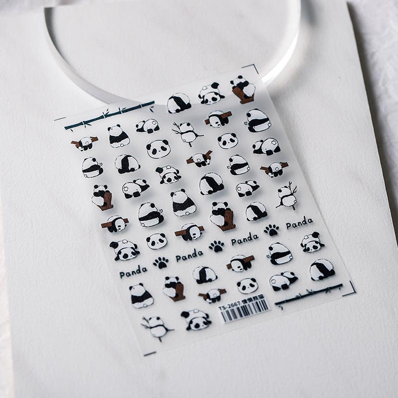 NailMAD Nail Art Stickers Adhesive s Embossed Panda - Nail MAD