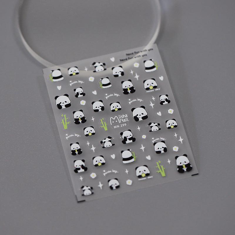 NailMAD Nail Art Stickers Adhesive s Embossed Panda Sticker Decals - Nail MAD