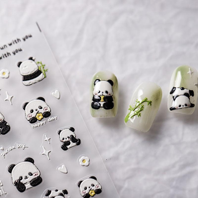 NailMAD Nail Art Stickers Adhesive s Embossed Panda Sticker Decals - Nail MAD