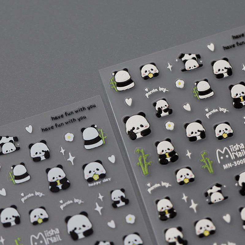 NailMAD Nail Art Stickers Adhesive s Embossed Panda Sticker Decals - Nail MAD