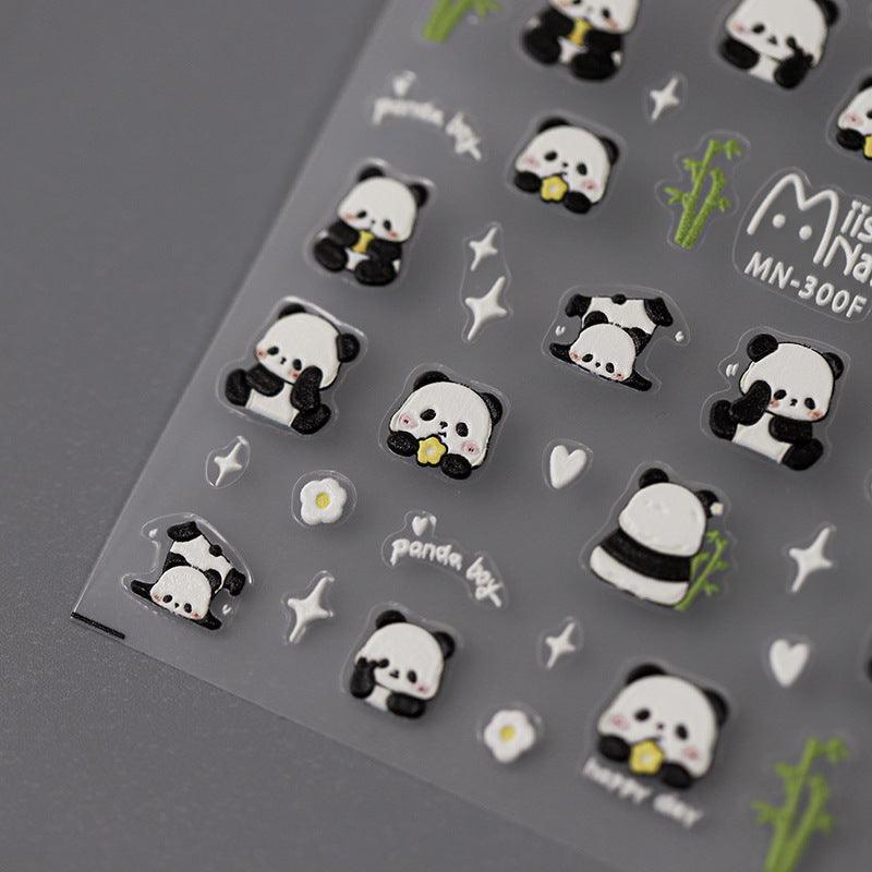 NailMAD Nail Art Stickers Adhesive s Embossed Panda Sticker Decals - Nail MAD