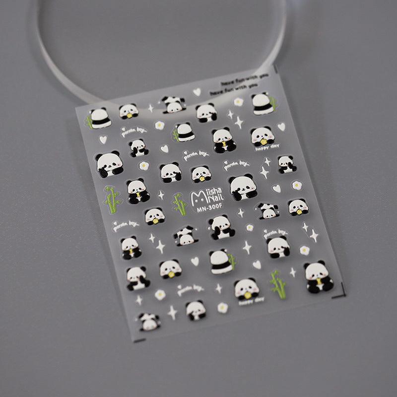 NailMAD Nail Art Stickers Adhesive s Embossed Panda Sticker Decals - Nail MAD