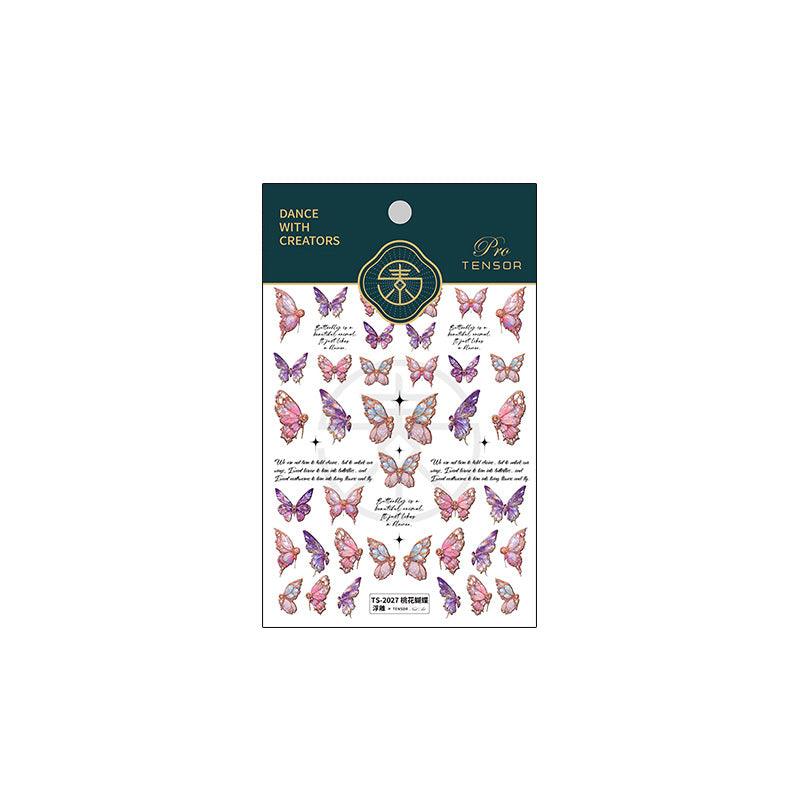 NailMAD Nail Art Stickers Adhesive s Embossed Pink Butterfly Sticker Decals TS2027 - Nail MAD