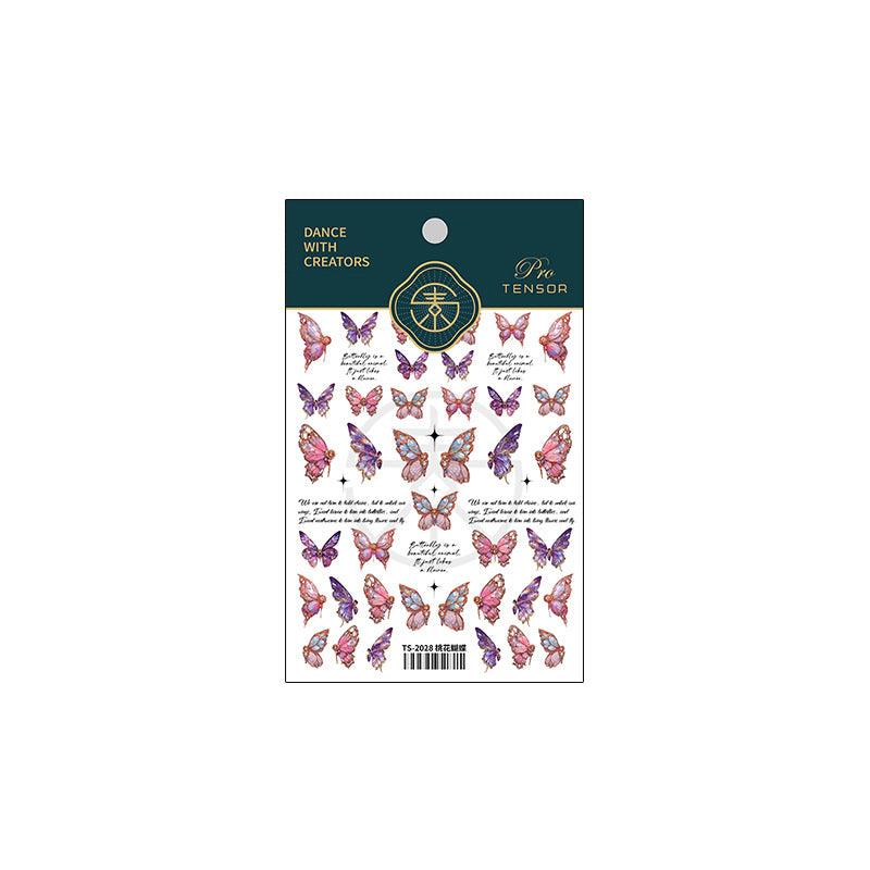 NailMAD Nail Art Stickers Adhesive s Embossed Pink Butterfly Sticker Decals TS2027 - Nail MAD