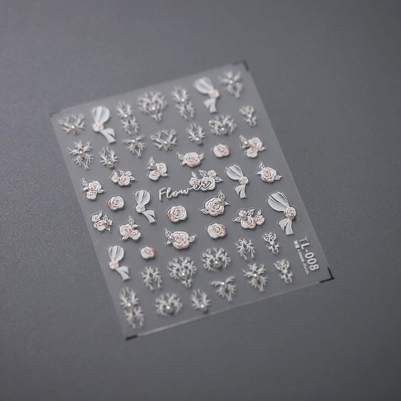 NailMAD Nail Art Stickers Adhesive s Embossed Rose Flowers Leaf Design - Nail MAD