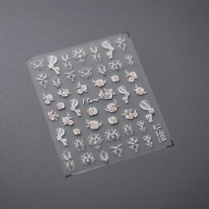 NailMAD Nail Art Stickers Adhesive s Embossed Rose Flowers Leaf Design - Nail MAD