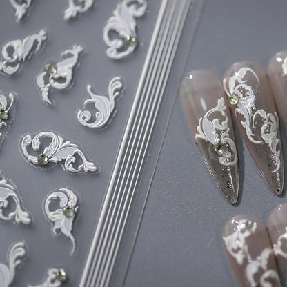 NailMAD Nail Art Stickers Adhesive s Embossed Rose Flowers Leaf Design - Nail MAD