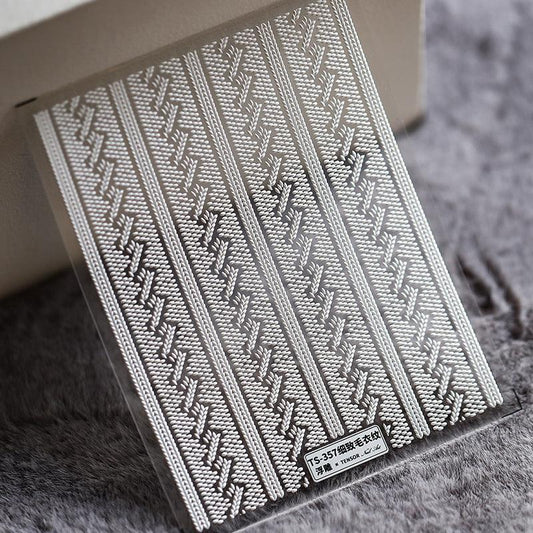 NailMAD Nail Art Stickers Adhesive s Embossed Sweater Knitting Pattern TS357 - Nail MAD
