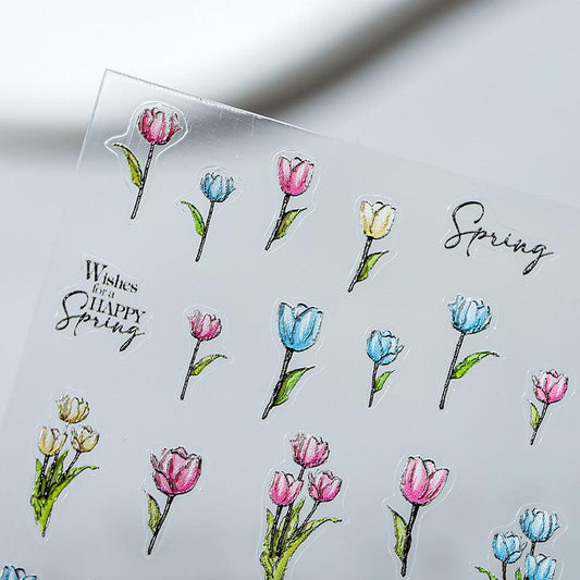 NailMAD Nail Art Stickers Adhesive s Embossed Tulip Sticker Decals TS1367 - Nail MAD