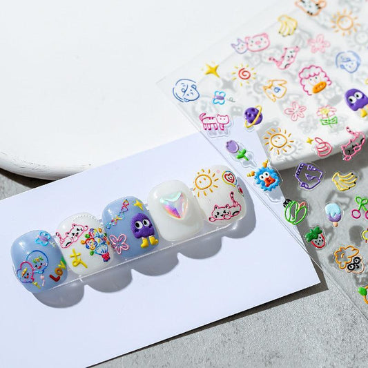 NailMAD Nail Art Stickers Adhesive s Embossed  Cartoon Animals Sticker Decals TS1249 - Nail MAD