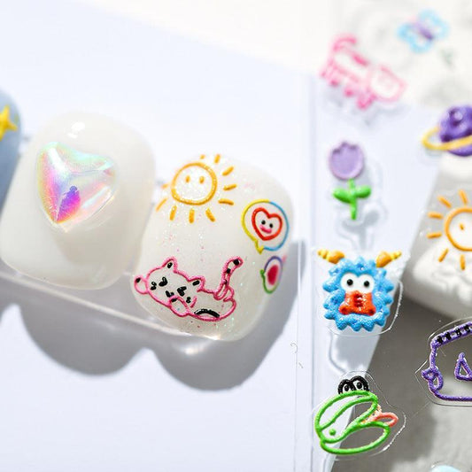 NailMAD Nail Art Stickers Adhesive s Embossed  Cartoon Animals Sticker Decals TS1249 - Nail MAD