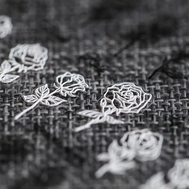 NailMAD Nail Art Stickers Adhesives Black White Rose Embossed Sticker Decals TS216 - Nail MAD