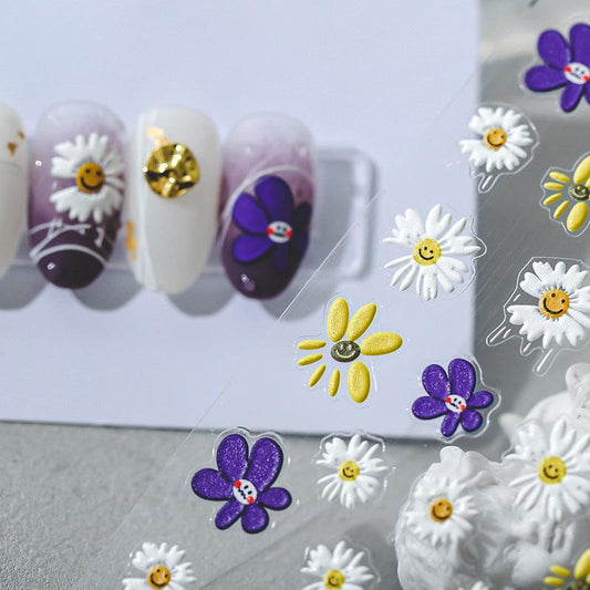 NailMAD Nail Art Stickers Adhesives Daisy Embossed Sticker Decals TS1081 - Nail MAD