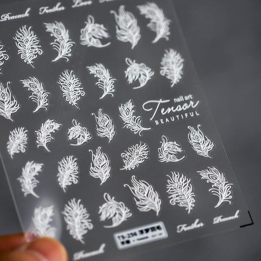 NailMAD Nail Art Stickers Adhesives Feather Embossed Sticker Decals - Nail MAD
